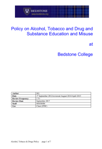 Policy on Alcohol, Tobacco, Drugs and Illegal Substances