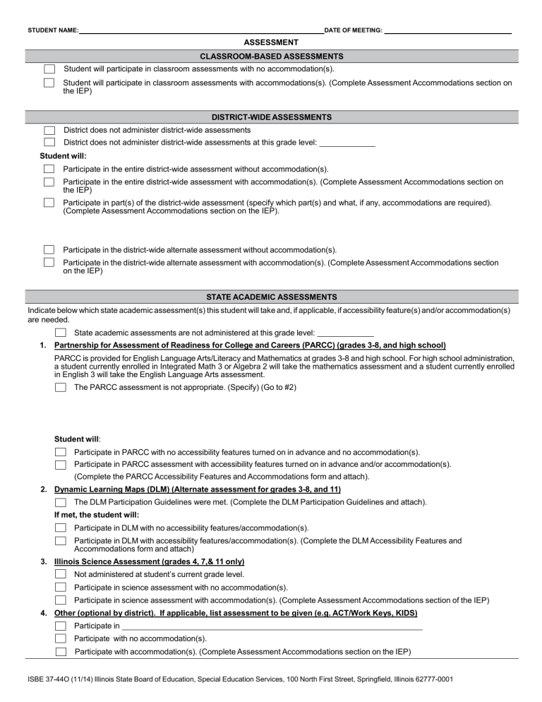 district-wide assessments - Illinois State Board of Education