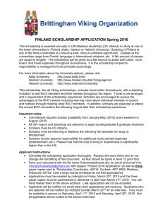 SCHOLARSHIP APPLICATION: Helsinki, Finland 2016