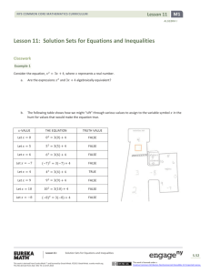 Algebra I Module 1, Topic C, Lesson 11: Student Version