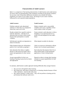 Characteristics of Adult Learners