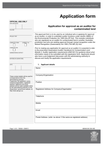 Application form for approval as an auditor for contaminated land