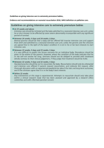 Guidelines on giving intensive care to extremely premature babies