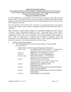 Basic Ordering Agreement (BOA) in Support of Supplies and