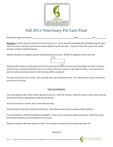 Fall 2011 Veterinary Pet Care Final Name (print large and clearly