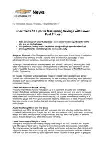 Chevrolet`s 12 Tips for Maximizing Savings with Lower Fuel