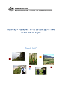 Proximity of Residential Blocks to Open Space in the Lower Hunter
