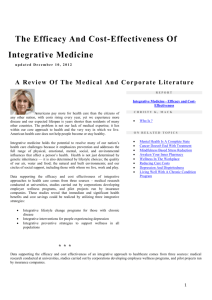 The Efficacy And Cost-Effectiveness Of Integrative Medicine