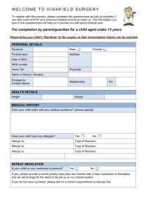 New Patient Questionnaire - Child (Word Version)