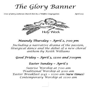April 2015 Newsletter - Cross of Glory Lutheran Church