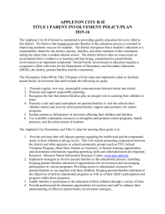 Title I Parent Involvement Policy and Plan - Appleton City R