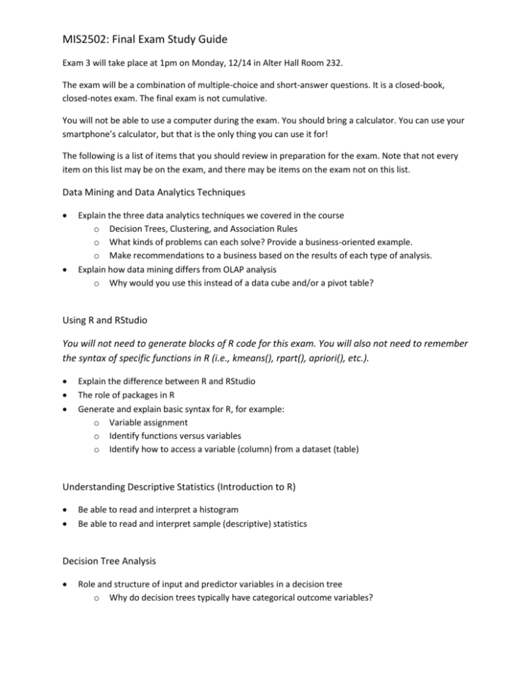 MIS2502 Final Exam Study Guide