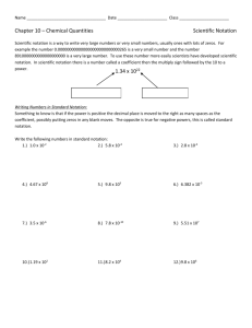 Name Date Class Chapter 10 – Chemical Quantities Scientific