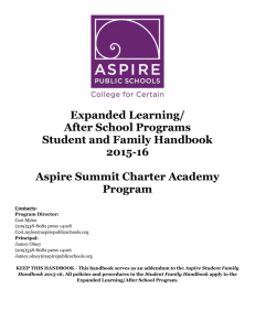 After School Program Handbook - Aspire Summit Charter Academy