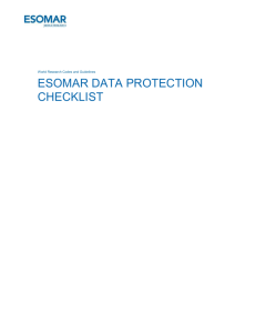 ESOMAR Data Protection Checklist .