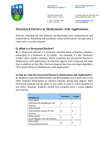Structured Elective in Mathematics with Applications