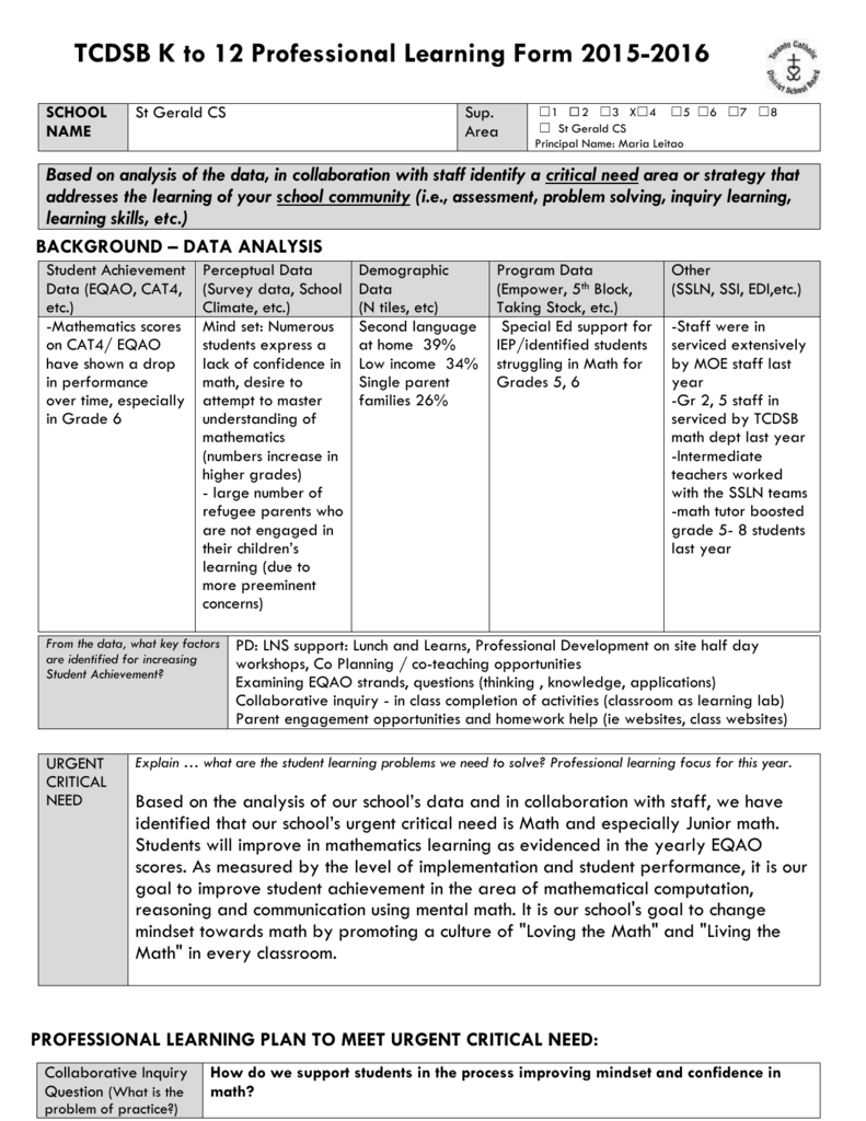 Professional Learning Plan Template