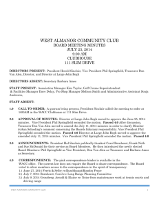 WEST ALMANOR COMMUNITY CLUB BOARD MEETING MINUTES
