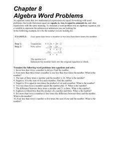 Chapter 8 Algebra Word Problems
