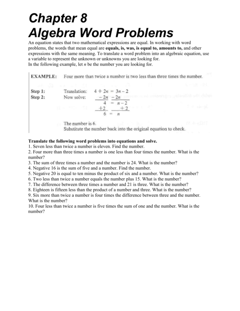 how to solve algebra word problems pdf