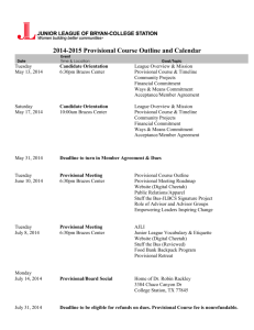 2014-2015 Provisional Course Outline and Calendar
