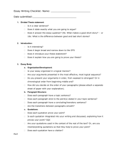 Essay Writing Checklist
