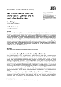 `The presentation of self in the online world`: Goffman and the study