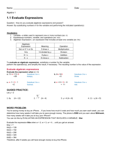 1.1 Evaluate Expressions