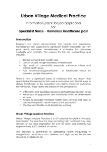 Specialist Nurse - Homeless Healthcare post Introduction