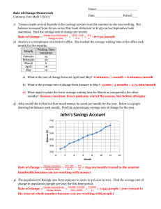 Rate of Change Homework-Answers