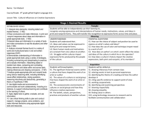 Unit plan - Cultural Influences on Creative Expressions