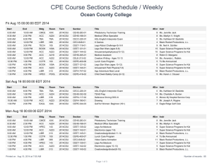 CPE Course Sections Schedule / Weekly