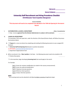 University Staff Recruitment & Hiring Procedure Checklist