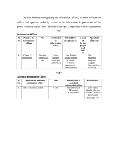 Mira Bhainder Municipal Corporation Vehicle department Budget