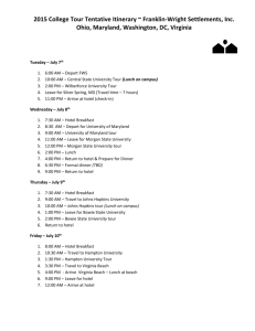 2015 College Tour Tentative Itinerary ~ Franklin