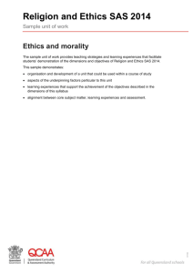 Ethics and morality - Queensland Curriculum and Assessment