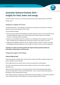 Australian National Outlook 2015 * Insights for food, water