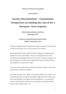 Genetic Discrimination – Transatlantic Perspectives on building the