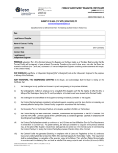 Form-016B Independent Engineer Certificate