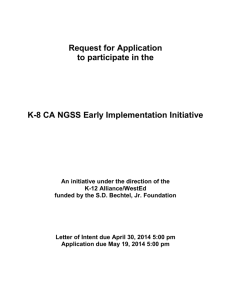 Request for Application: California K-8 NGSS Early