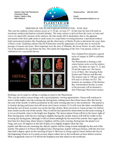 friends of the planetarium newsletter - june 2010