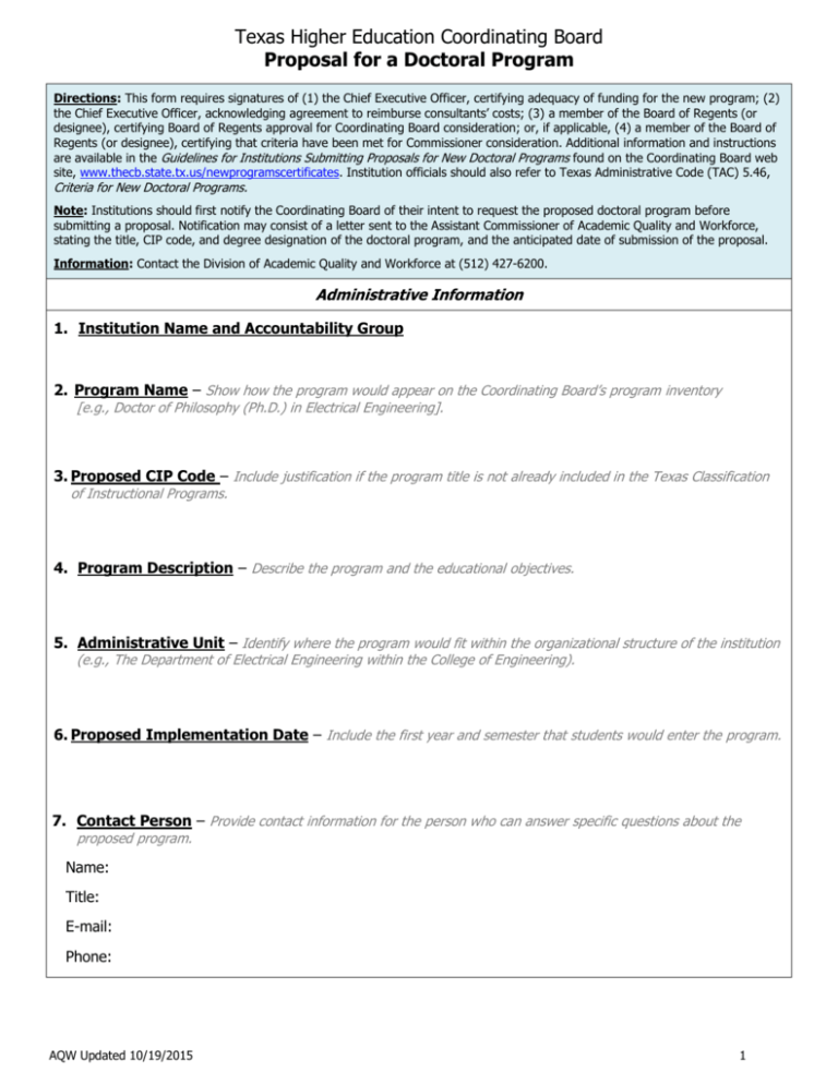 Doctoral Program Application Form