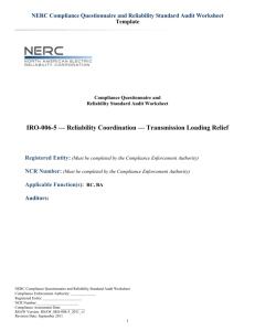 Reliability Coordination - Transmission Loading Relief