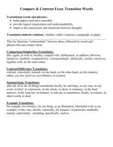 Compare & Contrast Essay Transition Words Transitional