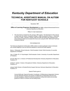 (1996). Technical assistance manual on autism for Kentucky schools.