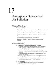 Chapter 17 - Atmospheric Science and Air Pollution Outline