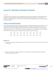 Lesson 20: Estimating a Population Proportion