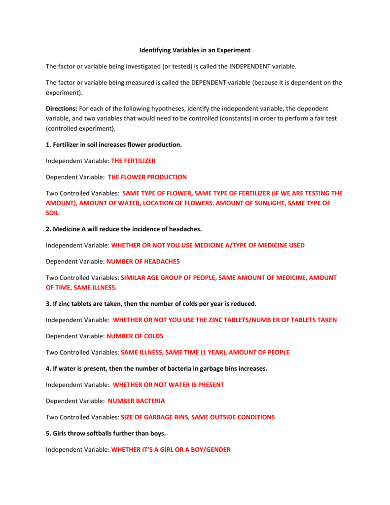 Experimental Variables Worksheet Answer Key - Promotiontablecovers