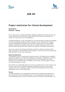 Job ad Project statistician for clinical development