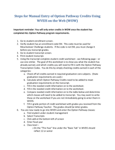 Steps for Manual Entry of Option Pathway Credits Using WVEIS on
